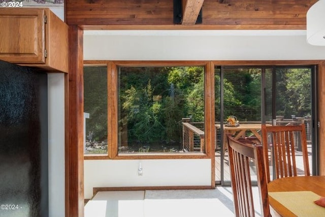 doorway featuring a wealth of natural light and beam ceiling