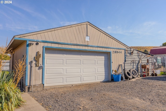 garage with wooden walls