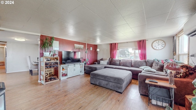 living room with hardwood / wood-style flooring