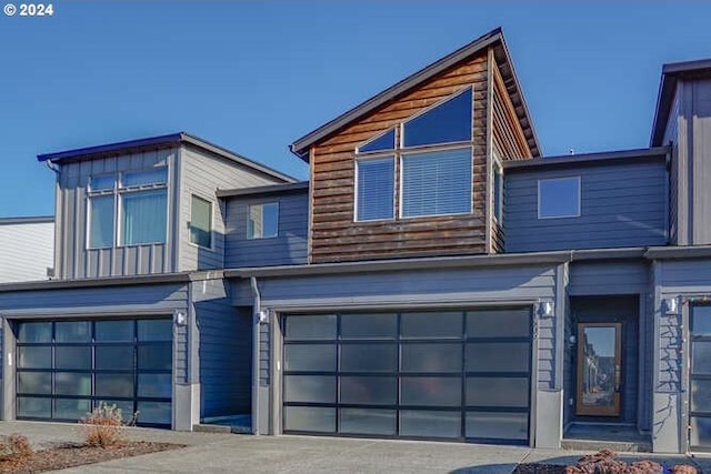 contemporary home with a garage