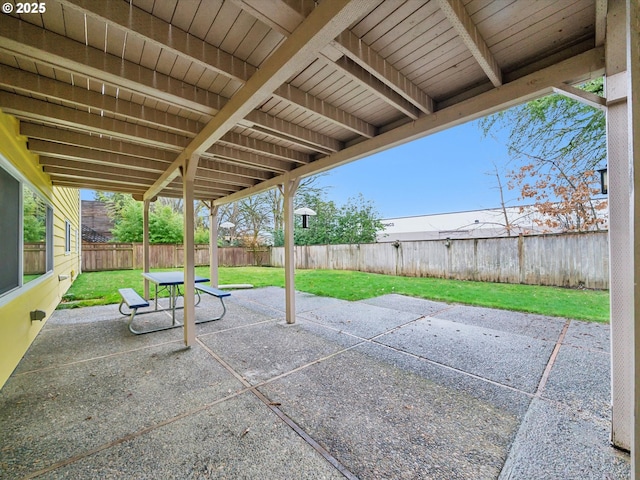 view of patio with a fenced backyard