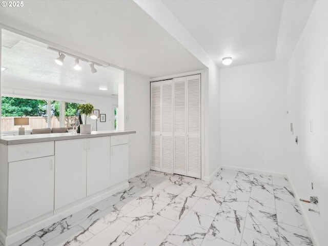 6325 SW Elm Ave, Beaverton, OR 97005 - full bathroom with baseboards, vanity, a closet, and marble finish floors