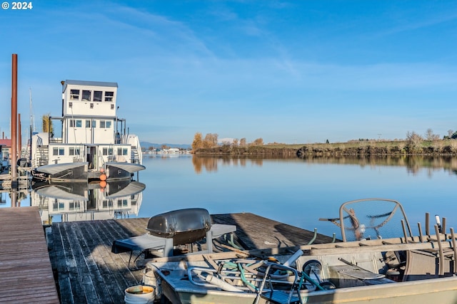 view of dock featuring a water view