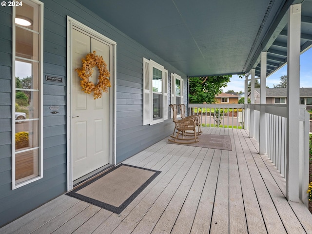 deck featuring covered porch