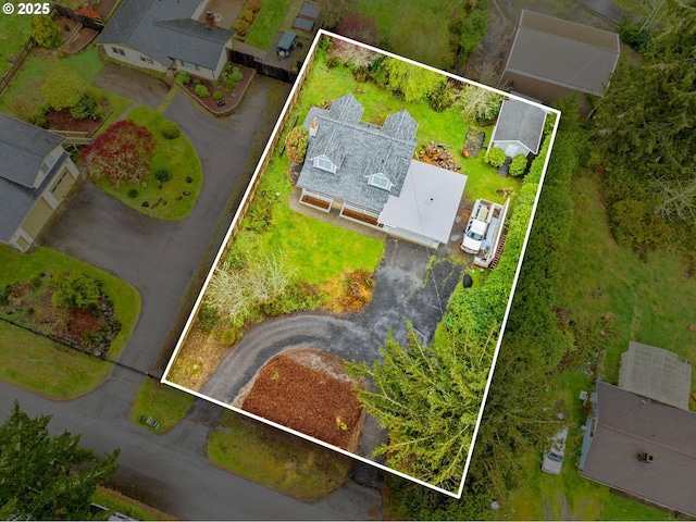 5213 Hilltop Dr, Florence, OR 97439 - aerial view of property and surrounding area with property parcel outlined