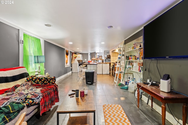 view of tiled living room