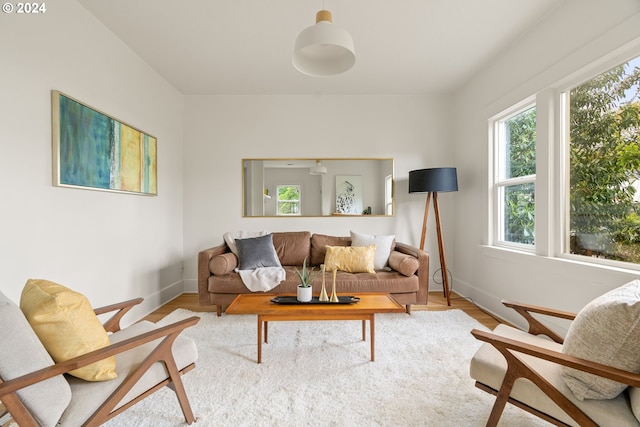 living room featuring light wood-type flooring