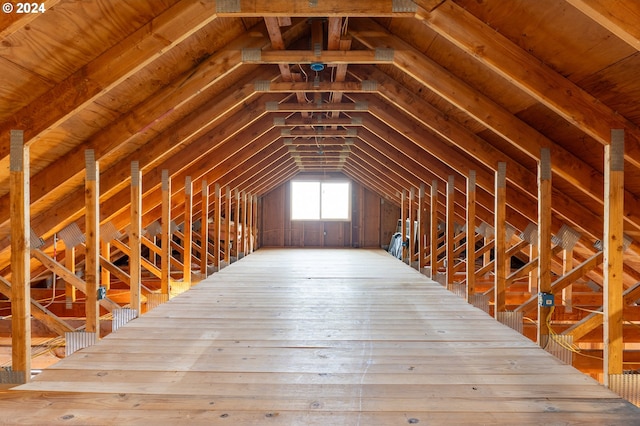 view of unfinished attic