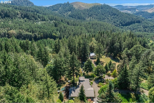 birds eye view of property with a mountain view