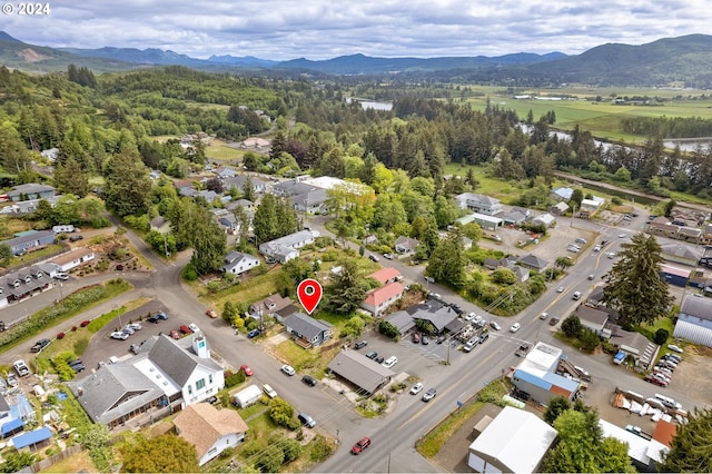 aerial view with a mountain view