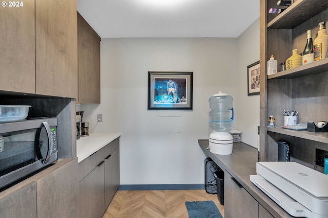 kitchen featuring light parquet floors