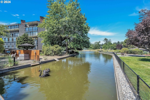 exterior space featuring a water view