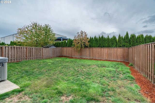 view of yard featuring a fenced backyard