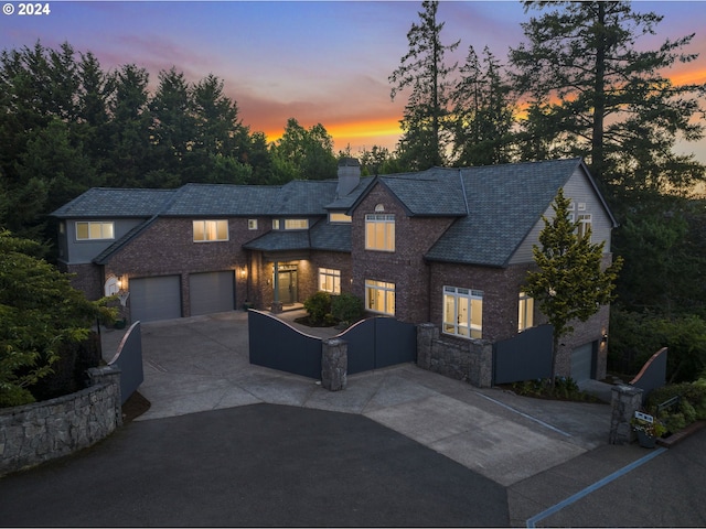 view of front of house with a garage