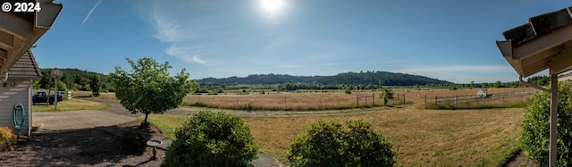 view of yard featuring a mountain view and a rural view