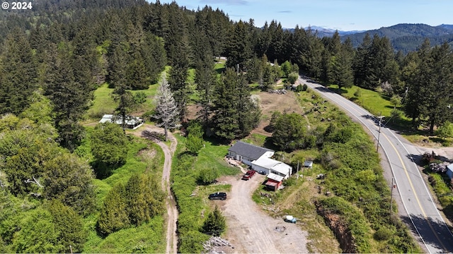 bird's eye view with a mountain view