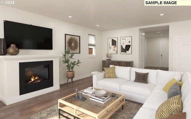 living room featuring dark hardwood / wood-style floors