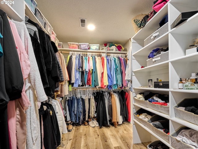 walk in closet featuring light hardwood / wood-style floors