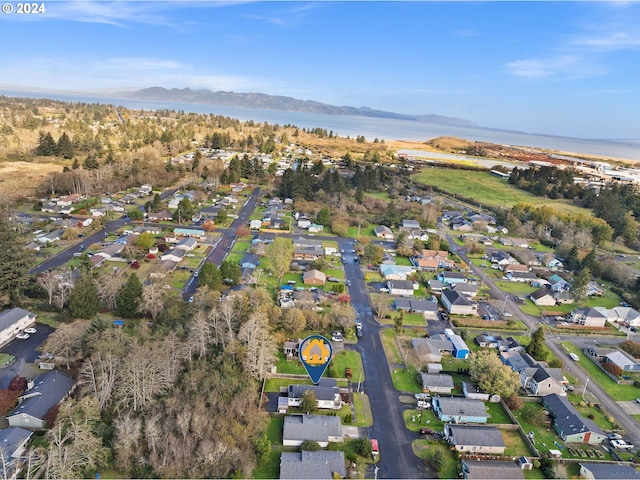 aerial view with a water and mountain view