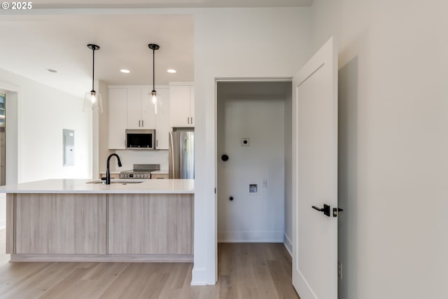 3727 N Michigan Ave, Portland, OR 97227 - kitchen with stainless steel appliances, light wood-style flooring, light countertops, recessed lighting, and modern cabinets