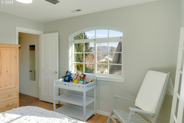 bedroom featuring light wood-type flooring