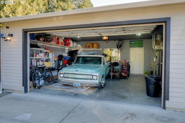 garage with a garage door opener