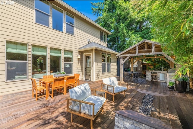 8614 SW Logan Ln, Tualatin, OR 97062 - wooden deck featuring a gazebo and outdoor dining space