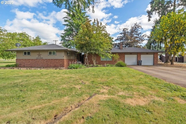 3574 SE Jefferson Marion Rd, Jefferson, OR 97352 - ranch-style house with brick siding, driveway, a front lawn, and an attached garage