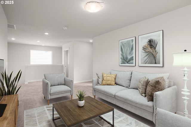 1587 Logan Pkwy SE, Albany, OR 97322 - living room with light carpet, recessed lighting, and baseboards
