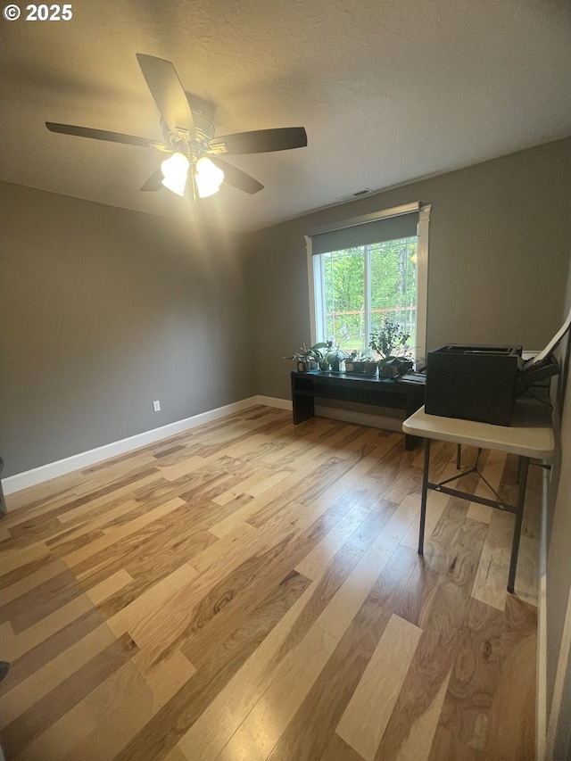 24945 Oak Ln, Elmira, OR 97437 - office with light wood-style floors, ceiling fan, and baseboards