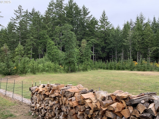 24945 Oak Ln, Elmira, OR 97437 - view of yard with a fire pit and a wooded view