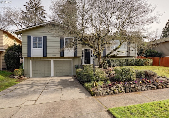 bi-level home with a garage