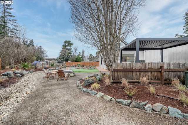 view of yard with a patio area and fence private yard