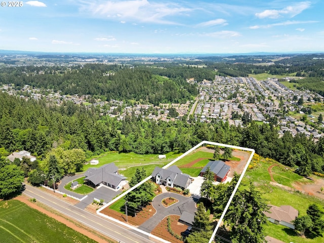 4040 Victor Point Rd NE, Silverton, OR 97381 - aerial perspective of suburban area featuring property parcel outlined and a forest