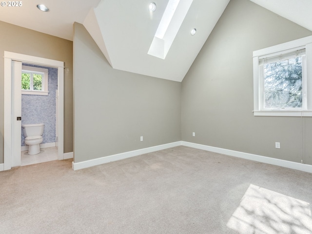 10193 SE Crescent Ridge Loop, Happy Valley, OR 97086 - additional living space featuring a skylight, vaulted ceiling, light carpet, and recessed lighting