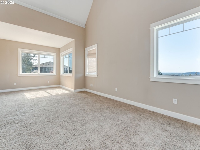 10193 SE Crescent Ridge Loop, Happy Valley, OR 97086 - carpeted spare room with baseboards and lofted ceiling