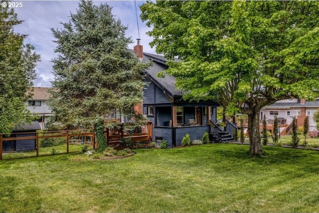 51 N Dean St, Coquille, OR 97423 - back of house featuring a chimney