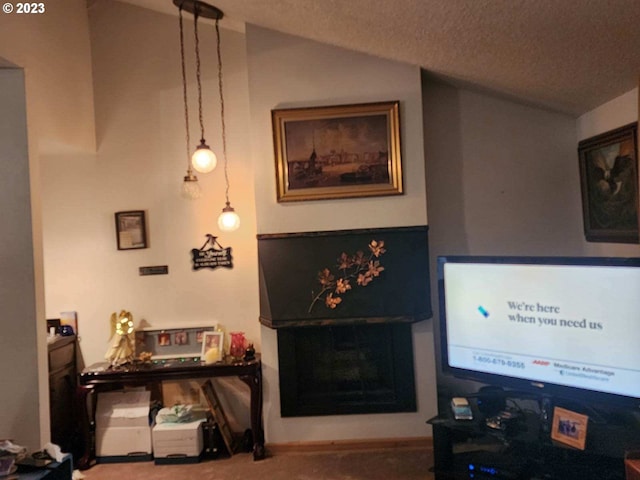 5723 NE Hazel Dell Ave Unit B, Vancouver, WA 98663 - living area featuring vaulted ceiling and a textured ceiling