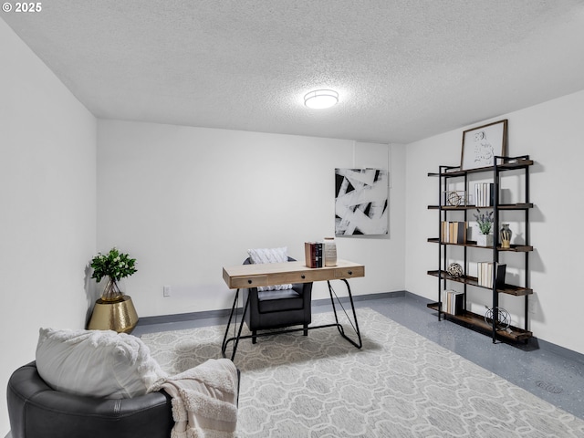 office with a textured ceiling