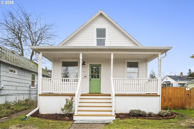 view of front of home featuring covered porch