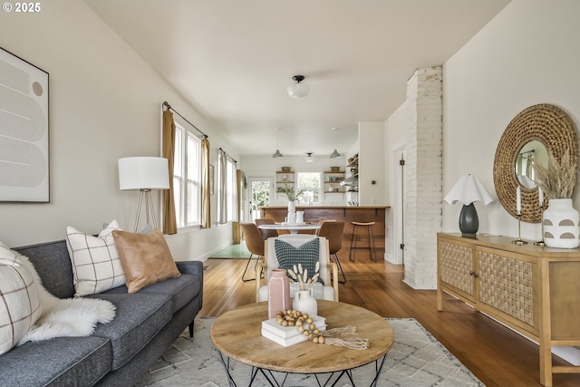 living room with wood-type flooring