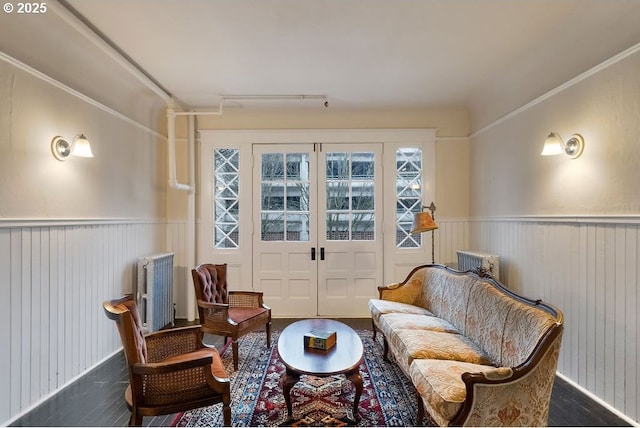 living area featuring radiator heating unit