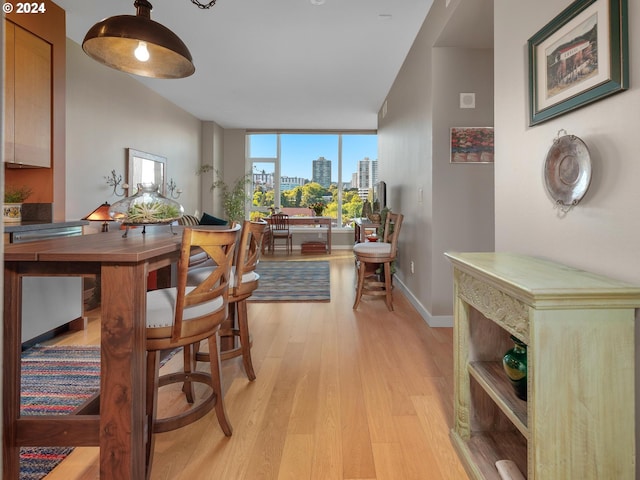 dining room with light wood-type flooring