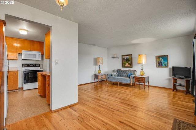1331 Hampton Way, Woodburn, OR 97071 - living room featuring light wood finished floors, baseboards, and a textured ceiling