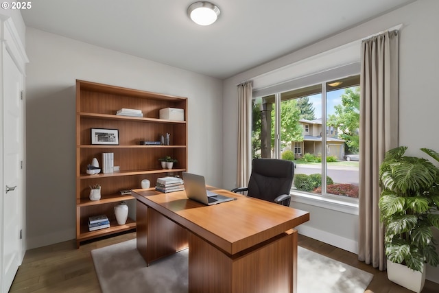 office area featuring dark hardwood / wood-style floors