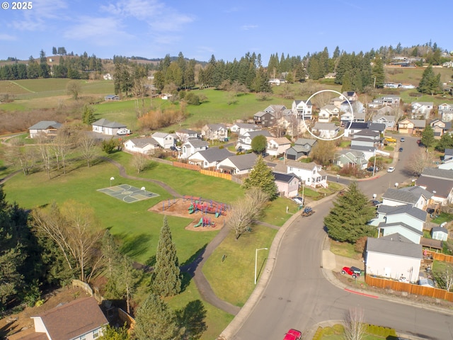 bird's eye view with a residential view