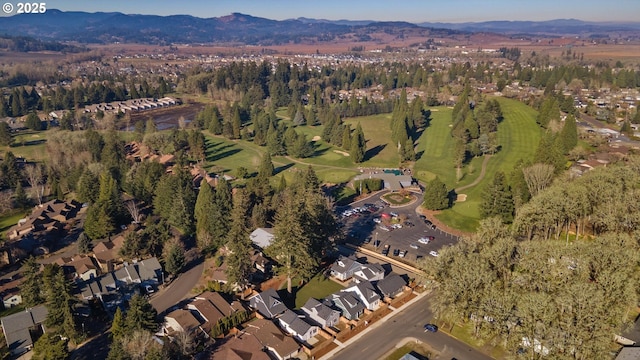 drone / aerial view with a mountain view