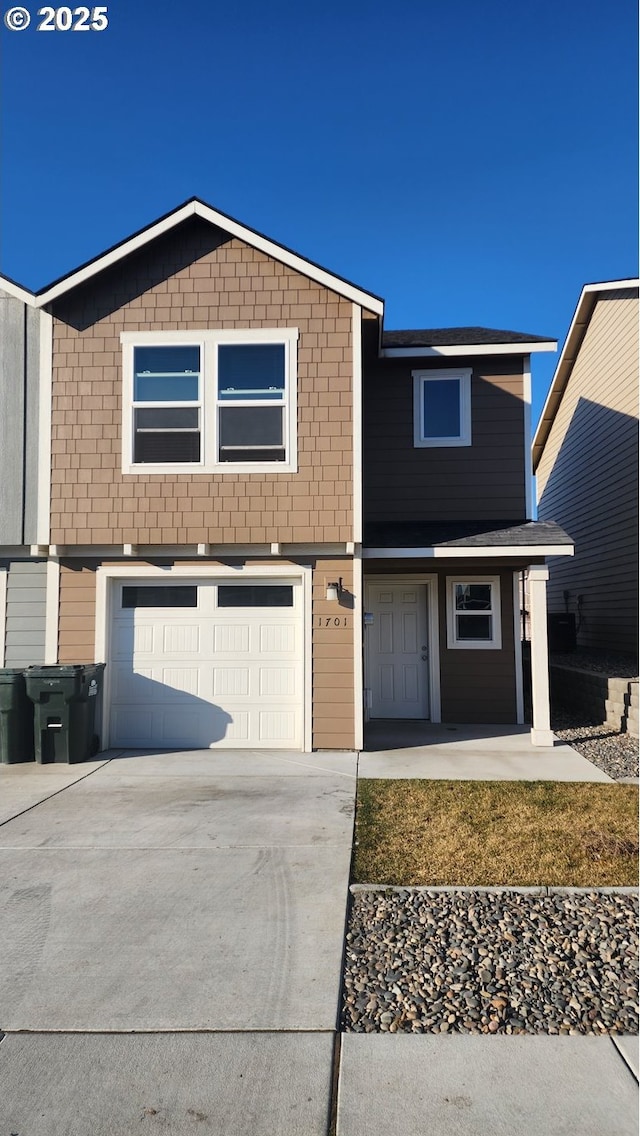 view of front property with a garage