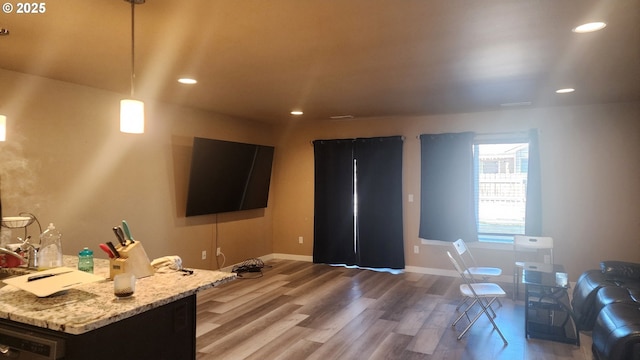 living room featuring wood-type flooring