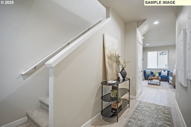 17407 SW Atfalati Ln Unit 45, Sherwood, OR 97140 - stairway with wood finished floors, recessed lighting, and baseboards